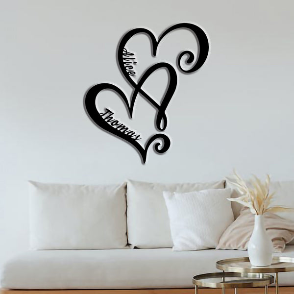 Personalized Infinity Heart Metal Wall Decor Art/customized heart-shaped metal sign/family name metal sign/holiday anniversary gift/LED sign