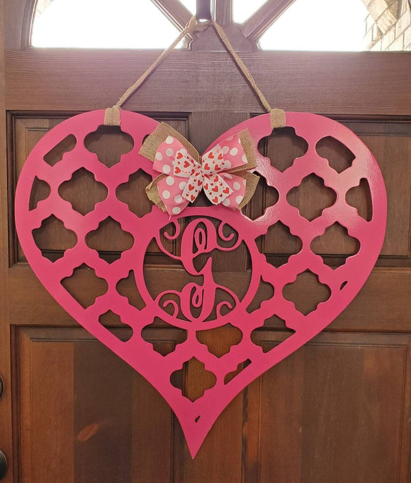 Monogram Initial Heart Door Hanger,Heart Door Hanger,Metal Door Hanger,Door Hanger, Front Door, Entryway, Monogram Door Hanger, Home Decor