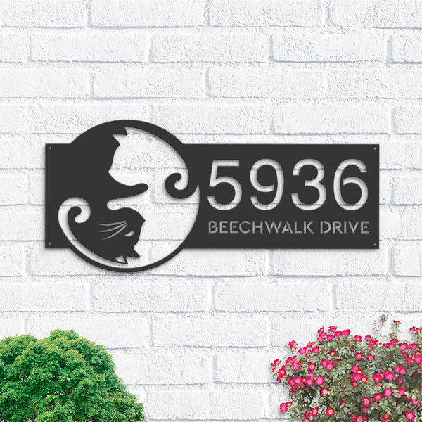 Personalized Yin Yang cat cute kitten pet Metal Address Sign House number Hanging Address Plaque Yard Sign Outdoor Sign Garden Stake