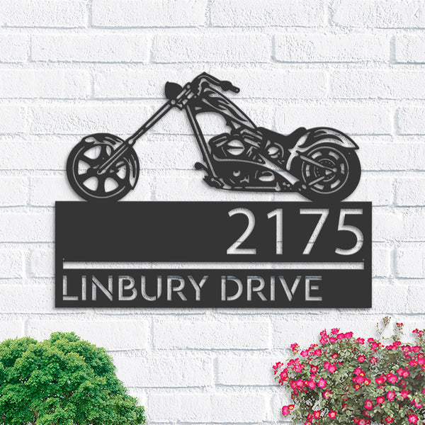 Personalized Motobike motocycle Biker Metal Address Sign House number Hanging Address Plaque Yard Sign Outdoor Sign Garden Stake