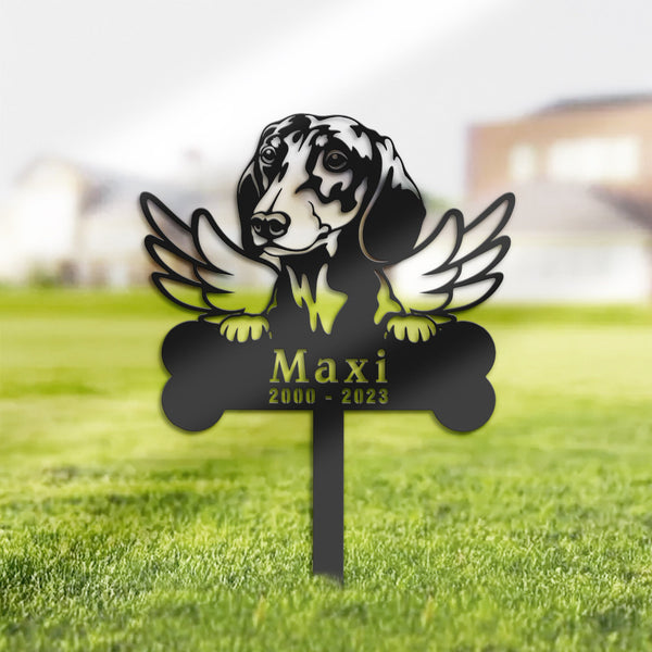 Personalized Dachshund Dog Memorial Stake, Metal Stake, Sympathy Sign, Pet Grave Marker, Remembrance Stake