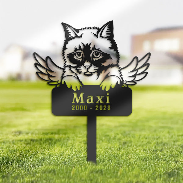 Personalized Birman Cat Memorial Stake, Metal Stake, Sympathy Sign, Pet Grave Marker, Remembrance Stake