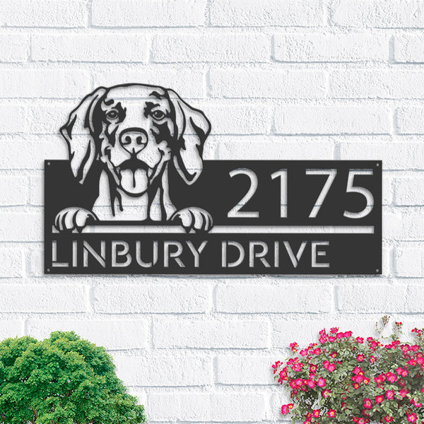 Personalized Weimaraner Dog, Cute puppy Metal Address Sign House number Hanging Address Plaque Yard Sign Outdoor decor Garden Stake