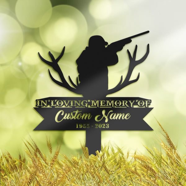 Personalized Deer hunter Memorial Stake, Metal Stake, Sympathy Sign, Grave Marker, Remembrance Stake