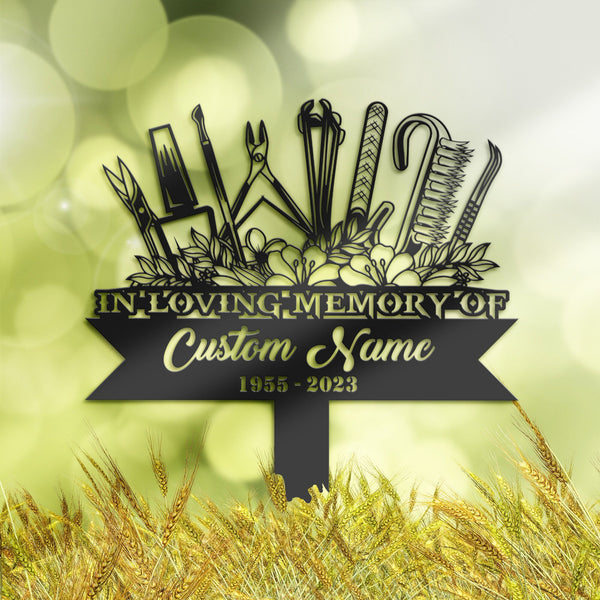 Personalized Nail tech Manicurist Memorial Stake, Metal Stake, Sympathy Sign, Grave Marker, Remembrance Stake