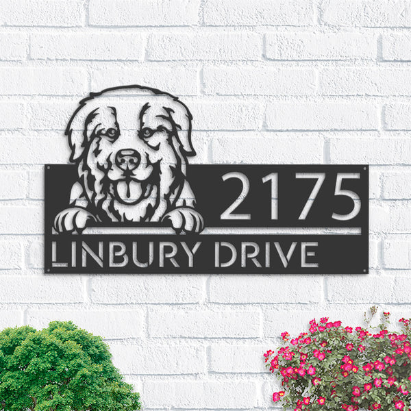 Personalized Great Pyrenees Dog, Cute puppy Metal Address Sign House number Hanging Address Plaque Yard Sign Outdoor decor Garden Stake