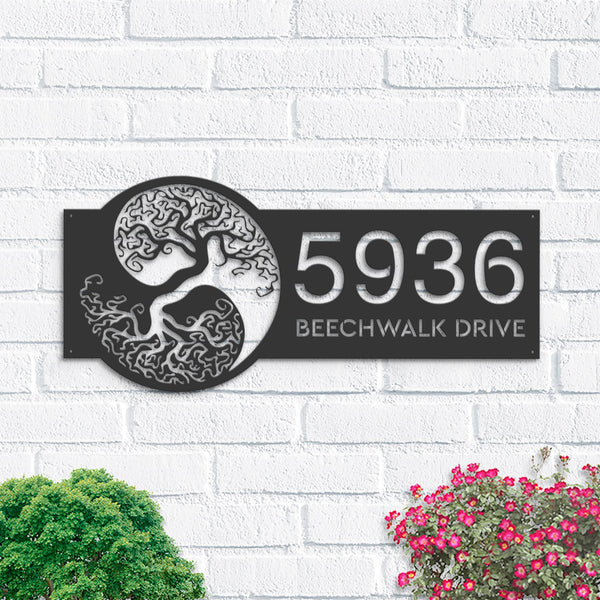 Personalized Yin Yang tree of life Address Sign House number Hanging Address Plaque Yard Sign Outdoor Sign Garden Stake