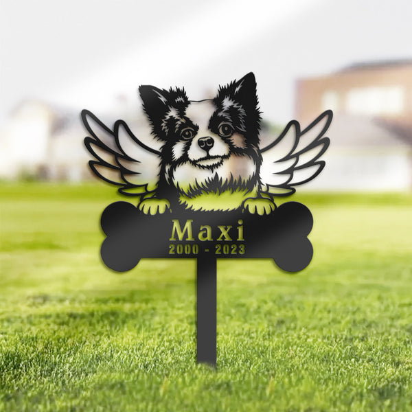 Personalized Long haired chihuahua Dog Memorial Stake, Metal Stake, Sympathy Sign, Pet Grave Marker, Remembrance Stake