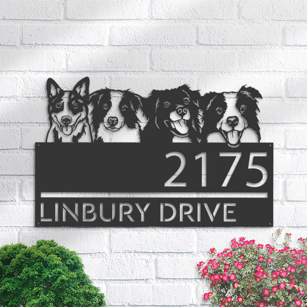 Personalized Dogs, Cute puppy Metal Address Sign House number Hanging Address Plaque Yard Sign Outdoor decor Garden Stake