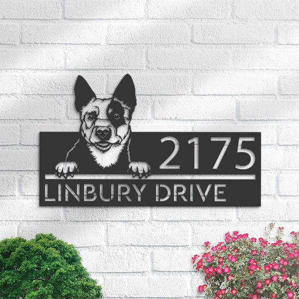 Personalized Australian Cattle dog, Puppy Metal Address Sign House number Hanging Address Plaque Yard Sign Outdoor decor Garden Stake