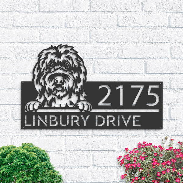 Personalized Old English Sheepdog Cute puppy Metal Address Sign House number Hanging Address Plaque Yard Sign Outdoor decor Garden Stake