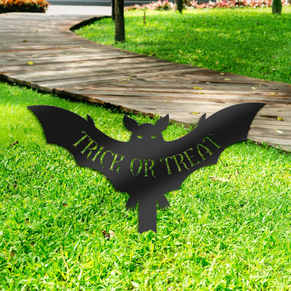 Halloween Trick or treat bat Metal Yard Stake, Outdoor Decoration, Garden sign, Porch Decor. Holiday Gifts