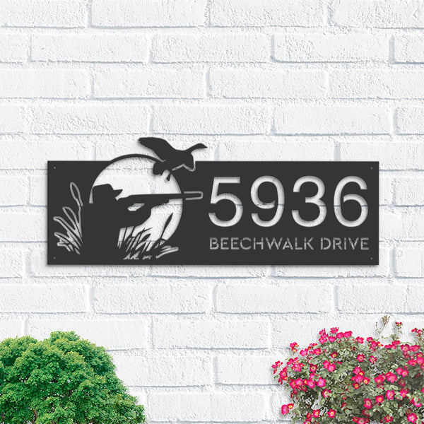 Personalized Duck hunting Metal Address Sign House number Hanging Address Plaque Yard Sign Outdoor Sign Garden Stake