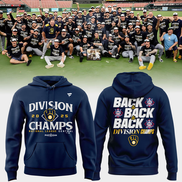 Mens Milwaukee Brewers Fanatics Navy 2025 NL Central Division Champions Locker Room Hoodie