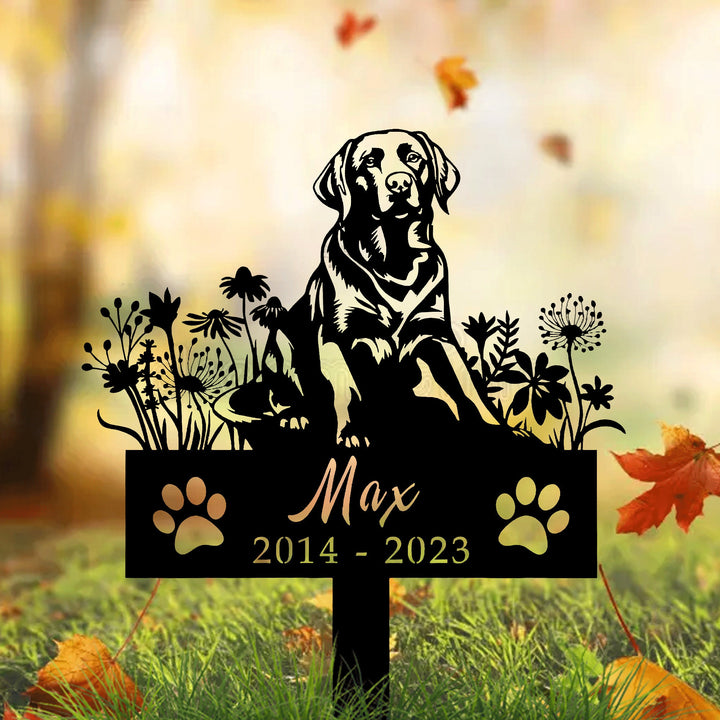 Personalized Dog Memorial Stake, Sympathy Sign, Pet Grave Marker, Remembrance Stake,Labrador Retriever Sign, Metal Stake, Labrador Retriever
