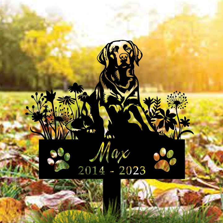Personalized Dog Memorial Stake, Sympathy Sign, Pet Grave Marker, Remembrance Stake,Labrador Retriever Sign, Metal Stake, Labrador Retriever