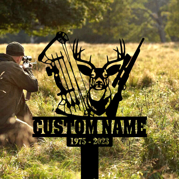 Personalized Hunter Memorial Stake, Custom Metal Stake, Grave Marker, Deer Hunting Sign, Garden Decor, Hunting Sign, Hunter Loss