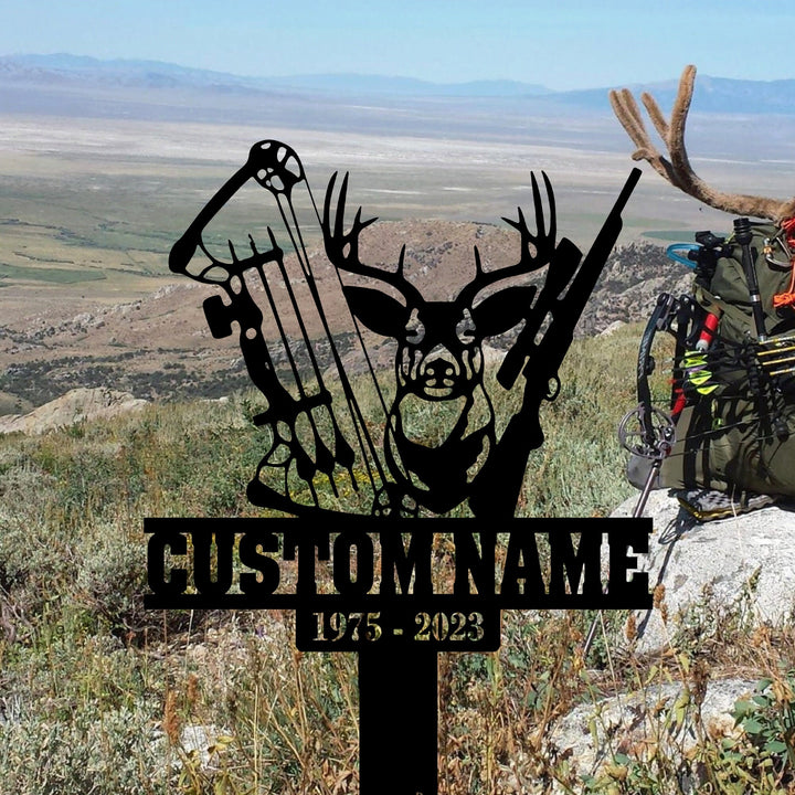Personalized Hunter Memorial Stake, Custom Metal Stake, Grave Marker, Deer Hunting Sign, Garden Decor, Hunting Sign, Hunter Loss