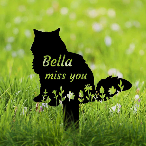 Fluffy Cat Memorial Stake Personalized, Cat Grave Markers, Garden Remembrance Stake, Metal Fluffy Cat Sign, Pet Cemetery Stake Cat Loss Gift