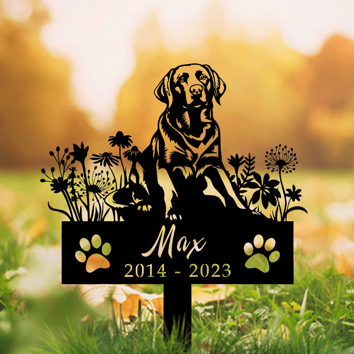Personalized Dog Memorial Stake, Sympathy Sign, Pet Grave Marker, Remembrance Stake,Labrador Retriever Sign, Metal Stake, Labrador Retriever