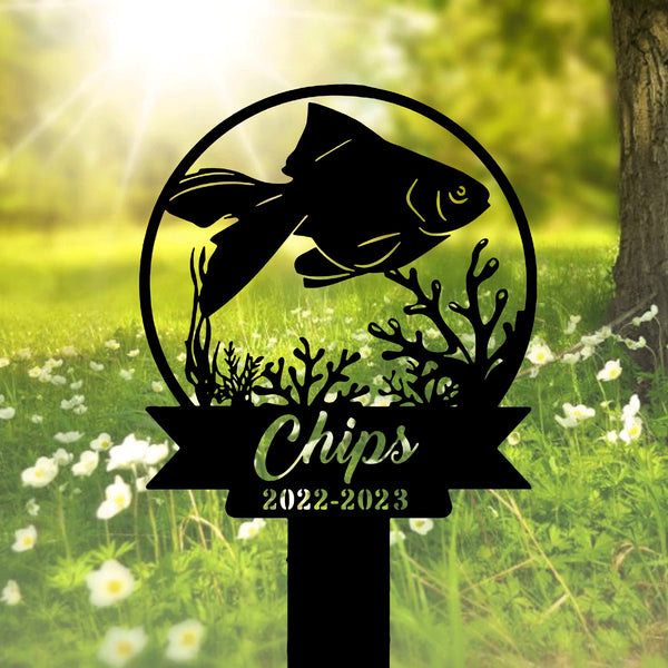 Personalized Fish Memorial Stake, Fish Name Sign, Fish Loss, Sympathy Sign, Pet Grave Markers, Remembrance Stake, Garden Decor,Fish Pet Sign