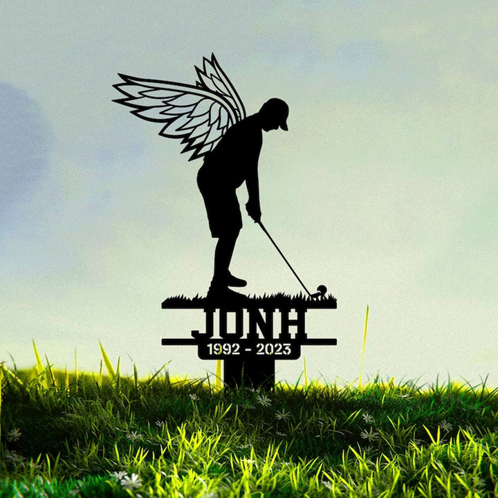Custom Golf Memorial Stake, Personalized Golfer Name Metal Stake, Golfing In Heaven, Grave Marker, Sympathy Sign, Golfer Loss, Dad Loss