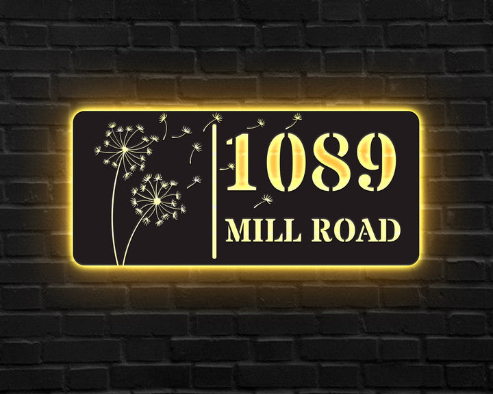 Custom LED Address Metal Art Sign, Light Up Address Plaque Sign, Metal House Number Address Sign, House Warming Gift, Front Door Sign