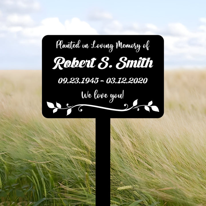 Custom Memorial Tree Plaque With Stake, Personalized Sturdy Metal Garden Marker, Tree Sign, Grave Marker, Remembrance Plaque-Multiple Colors