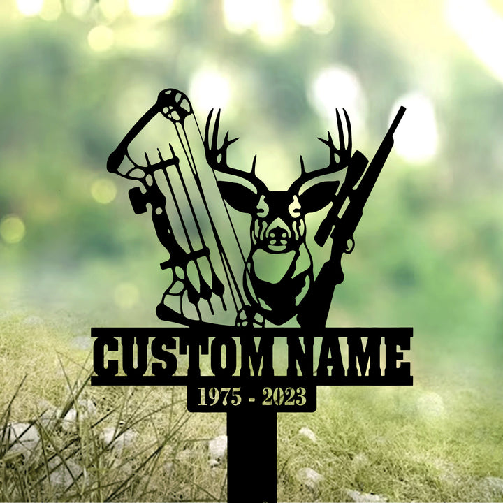 Personalized Hunter Memorial Stake, Custom Metal Stake, Grave Marker, Deer Hunting Sign, Garden Decor, Hunting Sign, Hunter Loss