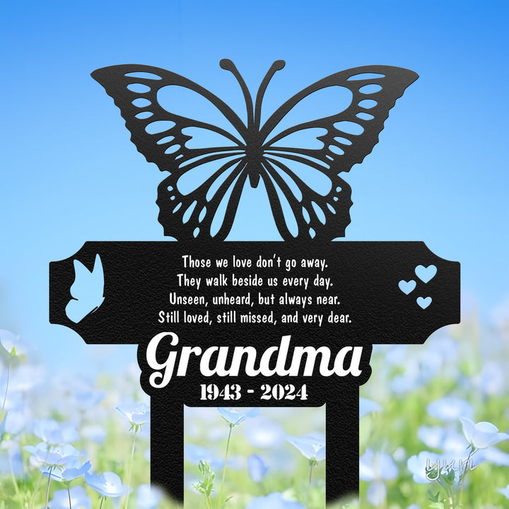 Personalized Butterfly Memorial Stake Metal, Butterfly Garden Stakes, Mom Loss, Grandma Loss, Human Grave Marker, Butterfly Lover