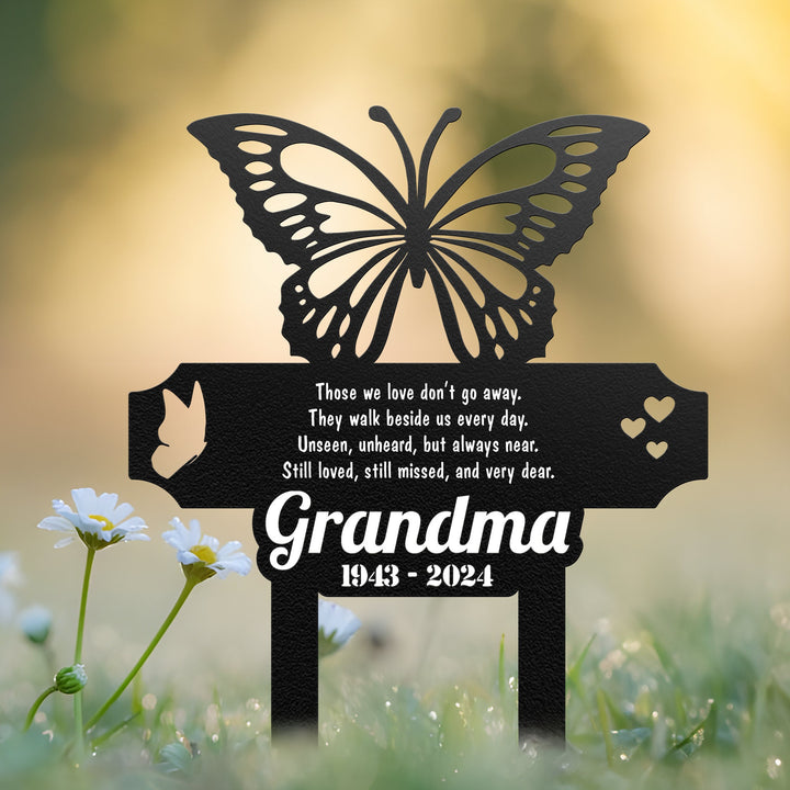 Personalized Butterfly Memorial Stake Metal, Butterfly Garden Stakes, Mom Loss, Grandma Loss, Human Grave Marker, Butterfly Lover