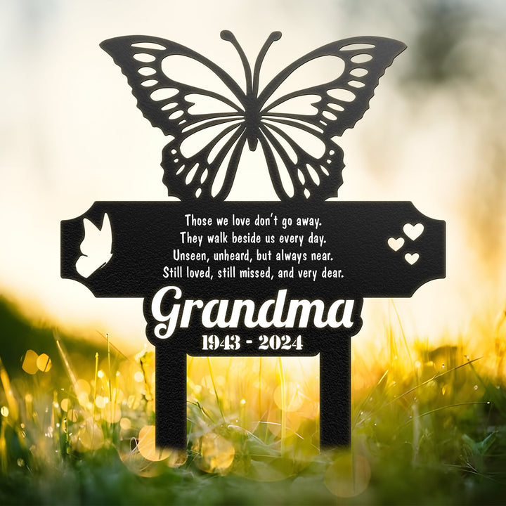 Personalized Butterfly Memorial Stake Metal, Butterfly Garden Stakes, Mom Loss, Grandma Loss, Human Grave Marker, Butterfly Lover