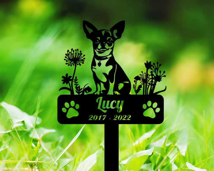 Personalized Chihuahua Memorial Stake Sign, Chihuahua Pet Grave Markers Sign, Pet Loss Gift, Sympathy Sign, Remembrance Stake,Dog Metal Sign