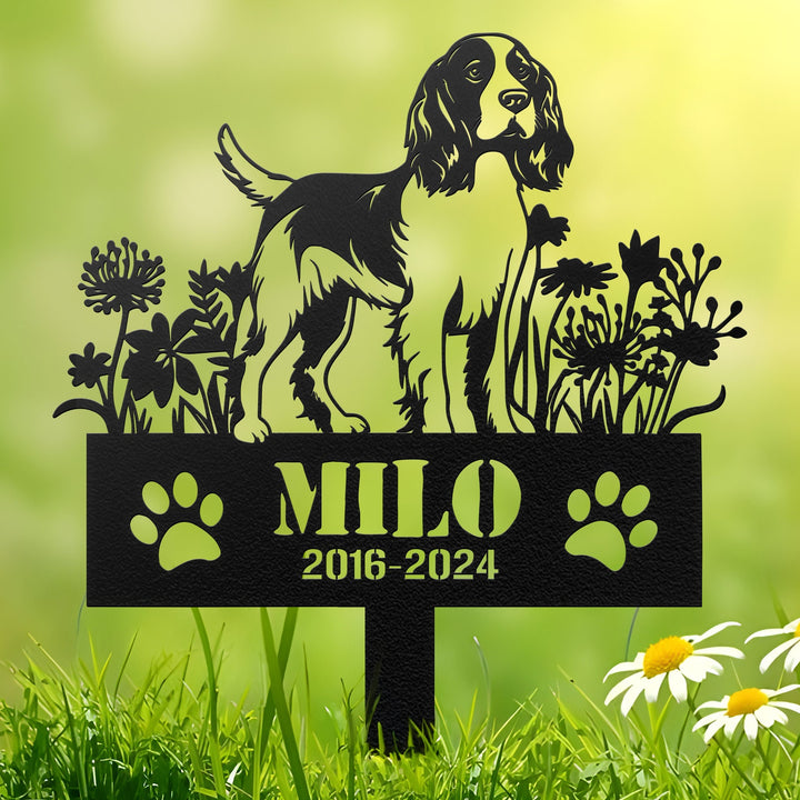 English Springer Spaniels Dog Sign Dog Memorial Stake, Sympathy Sign, Pet Grave Marker, Remembrance Stake, Pet Memorial, Metal Stake