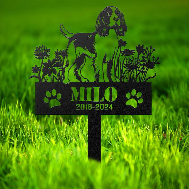 English Springer Spaniels Dog Sign Dog Memorial Stake, Sympathy Sign, Pet Grave Marker, Remembrance Stake, Pet Memorial, Metal Stake