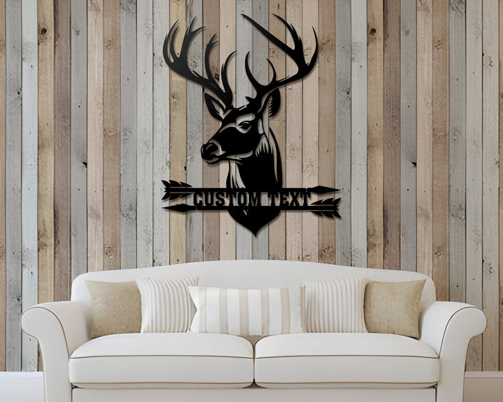 Deer Head Metal Sign, Deer Antler Decor, Deer Hunter Gift, Deer Camp Sign, Christmas Gift For Him, Housewarming Gift, Fathers Day Gift
