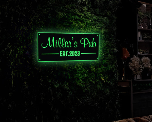 Personalized Bar LED Metal Art Sign, Light up Pub Metal Sign, Multi Colors Custom Bar Sign, Metal Bar Wall Art, LED Pub Wall Art Gift