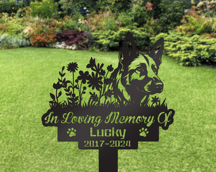 Personalized Dog Memorial Stake, Australian Shepherd Sign, Dog Loss German Shepherd Sign, Sympathy Stake, Grave Marker, Remembrance Stake