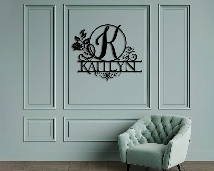 Custom Last Name Sign, Personalized Metal Wall Art, Family Name Sign, Metal Initial Door Hanger, Wedding Gift, Established Leafy Sign