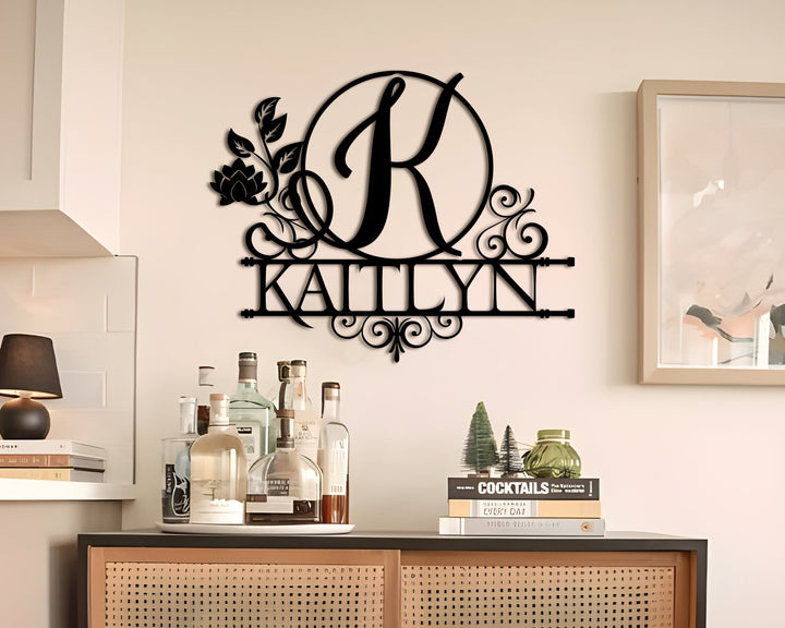 Custom Last Name Sign, Personalized Metal Wall Art, Family Name Sign, Metal Initial Door Hanger, Wedding Gift, Established Leafy Sign