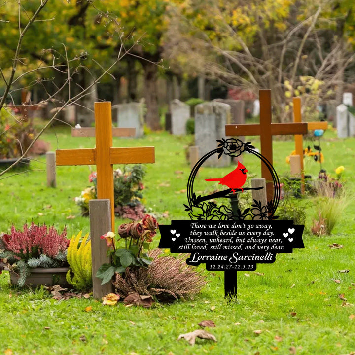 Personalized Memorial Stake Metal, Cardinal Garden Stakes, Cardinals Appear, Metal Cemetery Decorations, Stake for Outdoors Yard Garden
