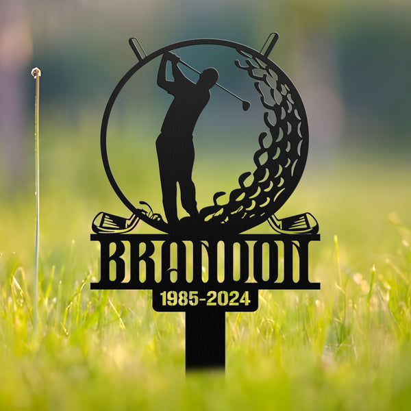Custom Golf Memorial Metal Stake, Custom Golfer Loss Sign, Sympathy Sign, Grave Marker, Remembrance Stake, Memorial Plaque, Garden Decor