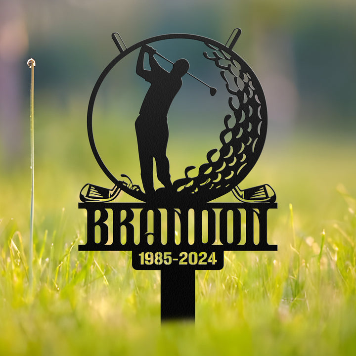Custom Golf Memorial Metal Stake, Custom Golfer Loss Sign, Sympathy Sign, Grave Marker, Remembrance Stake, Memorial Plaque, Garden Decor