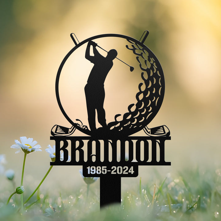Custom Golf Memorial Metal Stake, Custom Golfer Loss Sign, Sympathy Sign, Grave Marker, Remembrance Stake, Memorial Plaque, Garden Decor