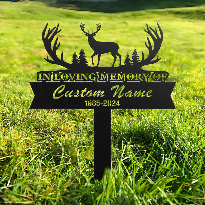 Personalized Deer hunting Memorial Stake, Custom Hunter Metal Stake, Sympathy Sign, Grave Marker, Remembrance Stake, Hunter Memorial