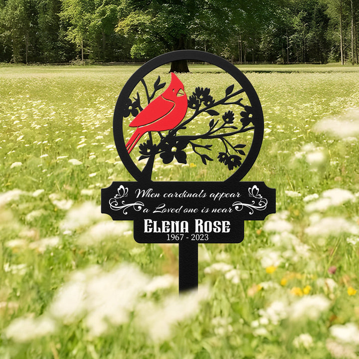 Personalized Memorial Stake Metal, Cardinal Garden Stakes, Cardinals Appear Metal Sign, Grave Marker, Remembrance Stake, Garden Decor