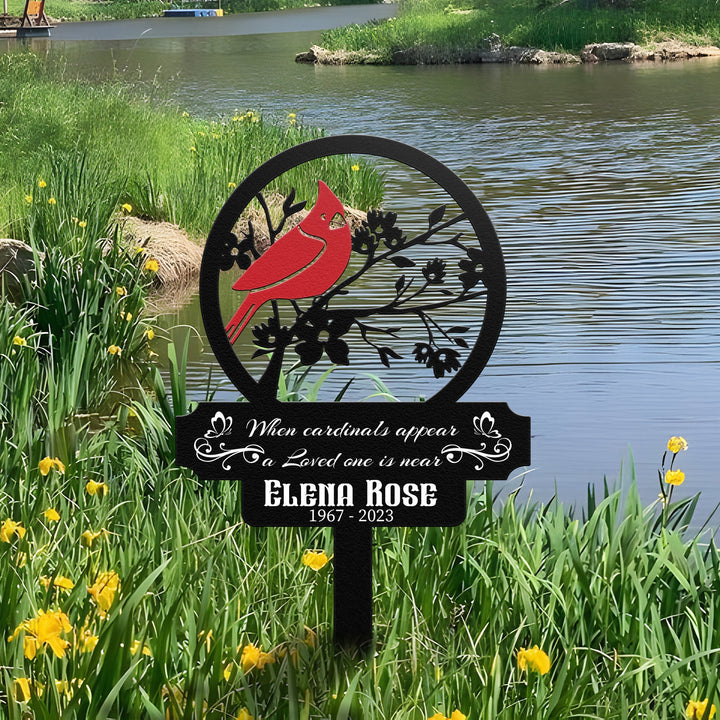 Personalized Memorial Stake Metal, Cardinal Garden Stakes, Cardinals Appear Metal Sign, Grave Marker, Remembrance Stake, Garden Decor