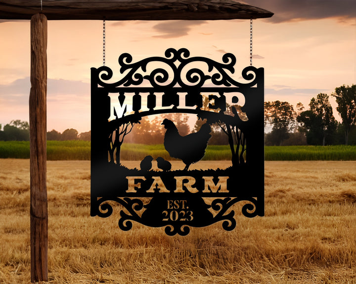 Custom Chicken Farm Metal Sign, Farm Coop Sign, Personalized Chicken Farm Sign, Family Name Metal Sign, Farm House, Hen House Coop Sign