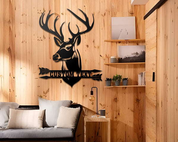 Custom Deer Head Metal Sign, Deer Hunter Gift, Deer Camp Sign, Christmas Gift For Him, Housewarming Gift, Fathers Day Gift