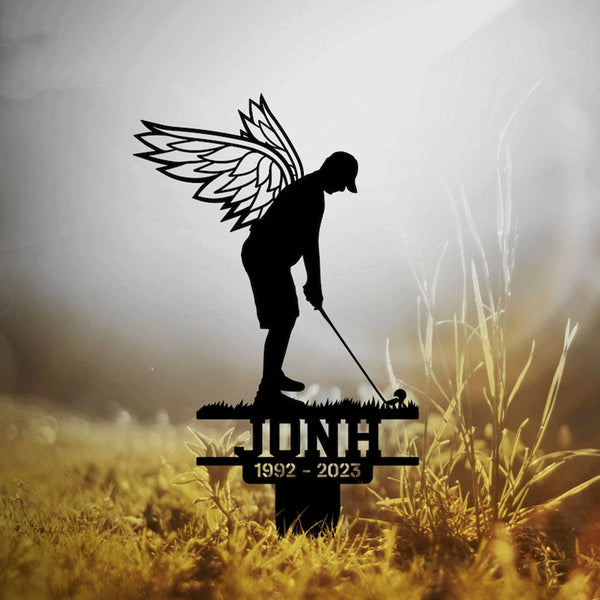 Custom Golf Memorial Stake, Personalized Golfer Name Metal Stake, Golfing In Heaven, Grave Marker, Sympathy Sign, Golfer Loss, Dad Loss